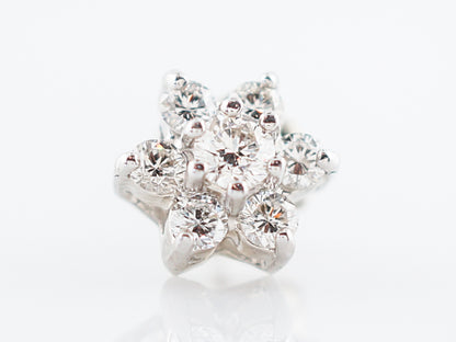 Cluster Earrings Modern .78 Round Brilliant Cut Diamonds in 14k White Gold