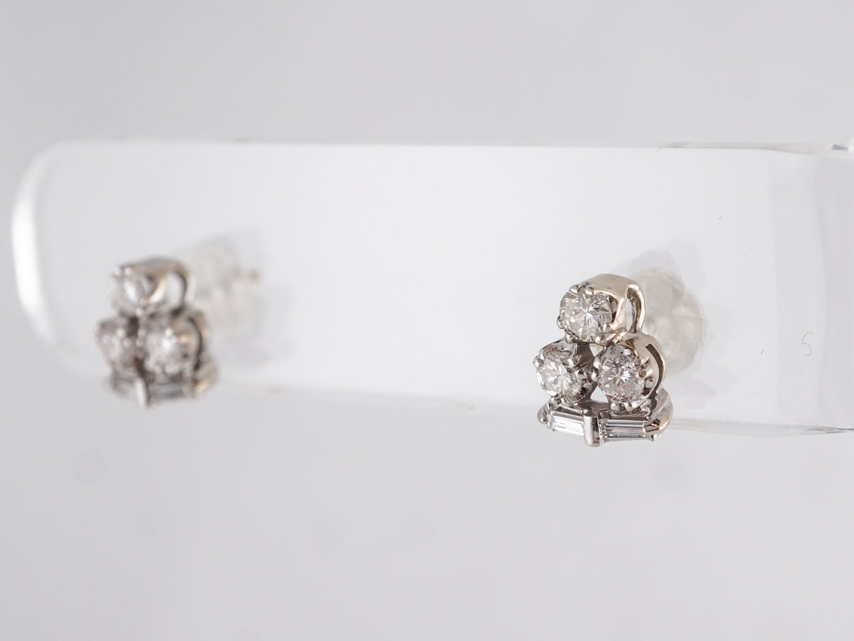 Cluster Earrings Studs w/ Round Brilliant Diamonds in 14k