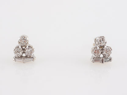 Cluster Earrings Studs w/ Round Brilliant Diamonds in 14k