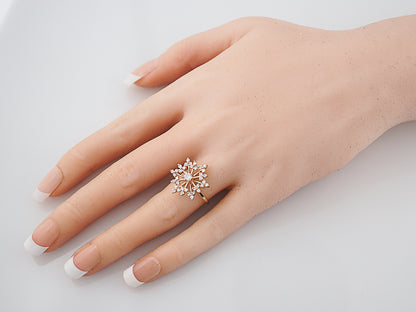 Cluster Snowflake Ring Modern .65 Round Brilliant Cut Diamonds in 14k Yellow Gold