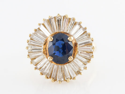 Mid-Century Ballerina Ring w/ Oval Cut Sapphire in 18K