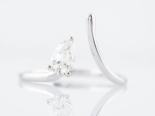 Right Hand Ring Modern .51 Pear Cut Diamond in 14k White Gold