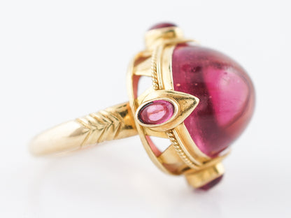 Cocktail Ring Modern 24.36 Oval Cabochon Cut Pink Tourmaline in 18k Yellow Gold