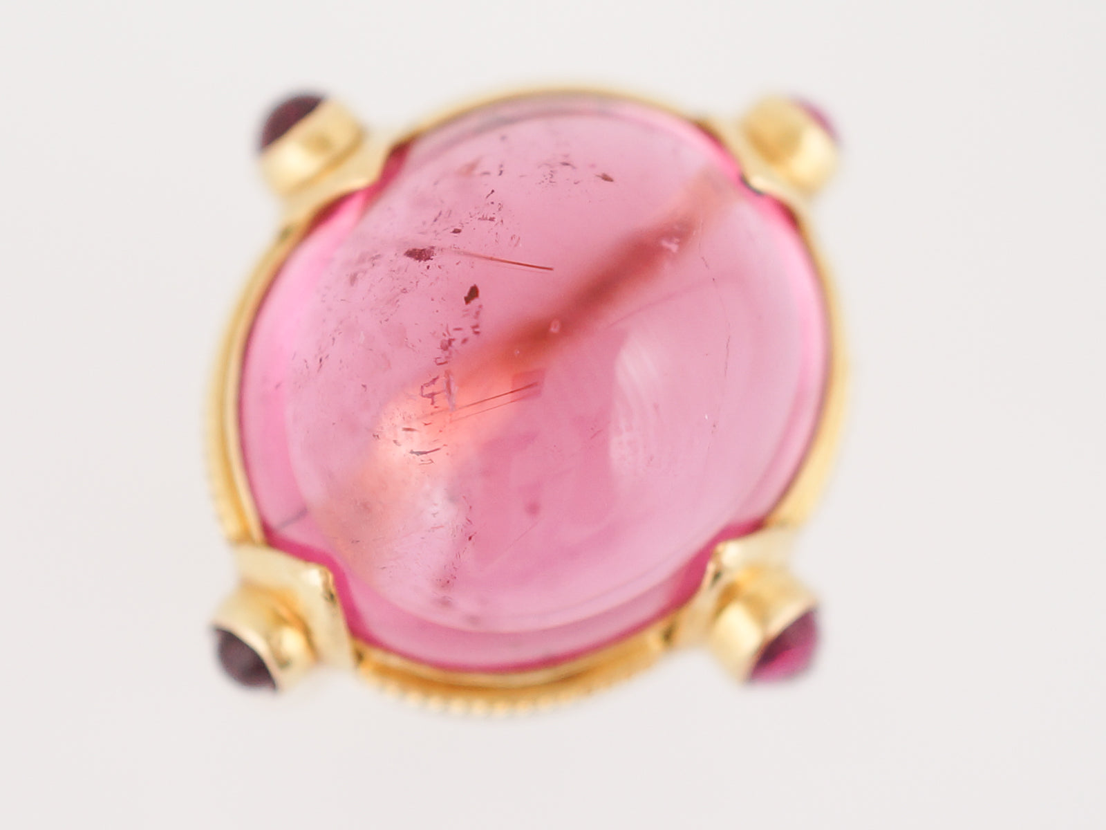Cocktail Ring Modern 24.36 Oval Cabochon Cut Pink Tourmaline in 18k Yellow Gold