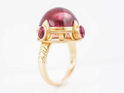 Cocktail Ring Modern 24.36 Oval Cabochon Cut Pink Tourmaline in 18k Yellow Gold