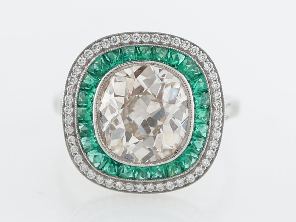 Engagement Ring Modern 2.90 Old Mine Cushion Cut Diamond in Platinum