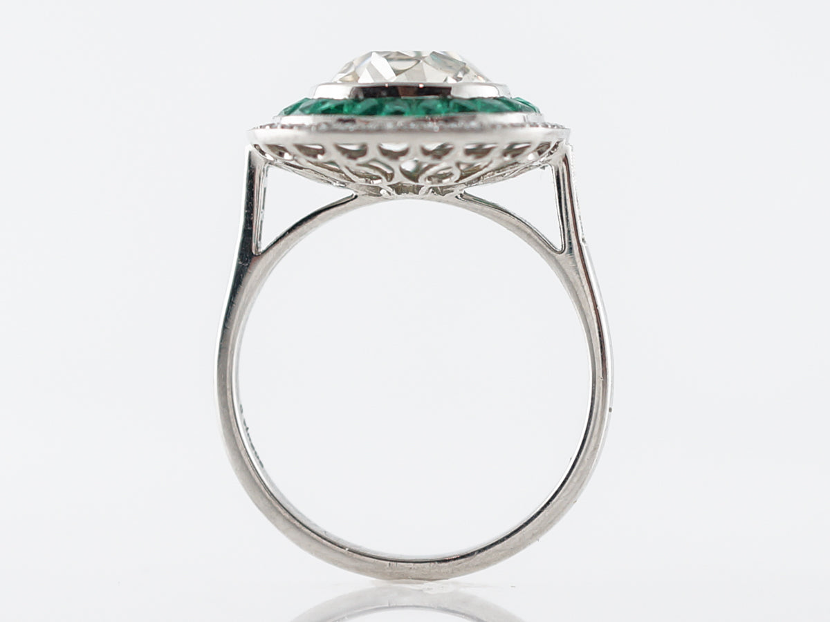 Engagement Ring Modern 2.90 Old Mine Cushion Cut Diamond in Platinum