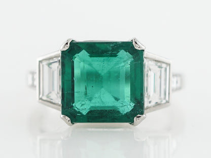 Cocktail Ring Modern 3.98 Square Cut Emerald Diamonds in Platinum