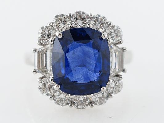 Engagement Ring Modern 5.40 Cushion Cut Sapphire in Platinum