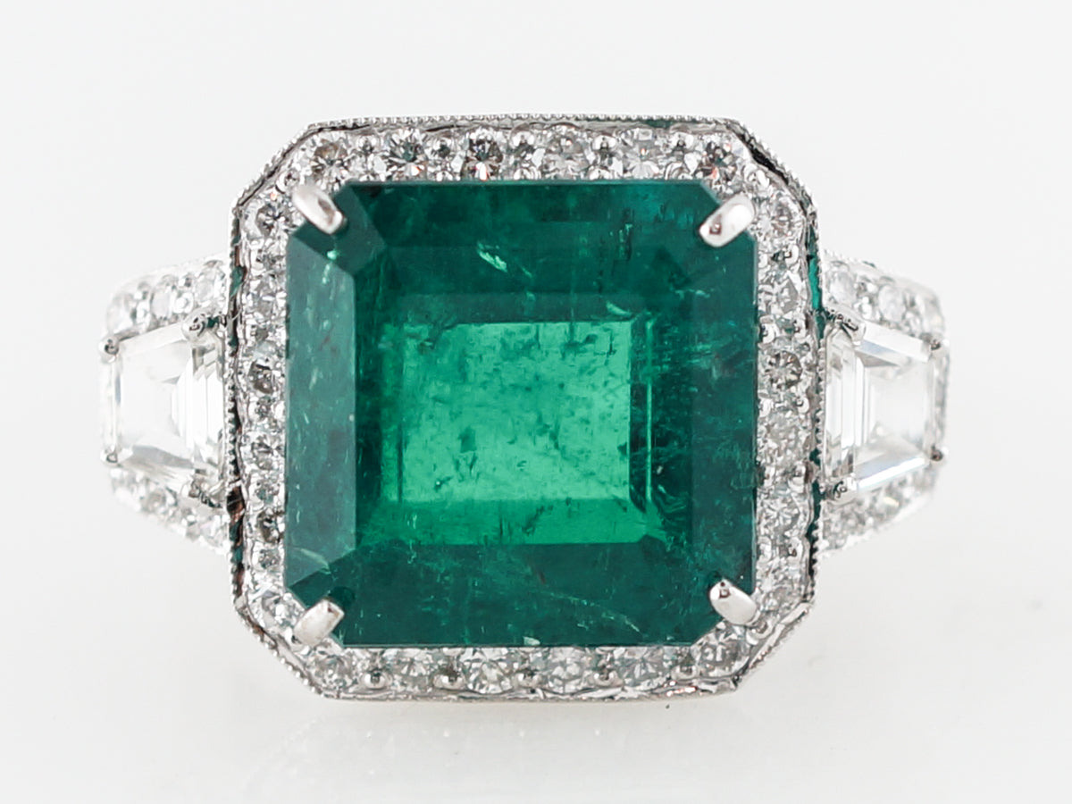 **RTV 1/17/19**Cocktail Ring Modern 7.28 Rectangular Step Cut Emerald in 18k White Gold
