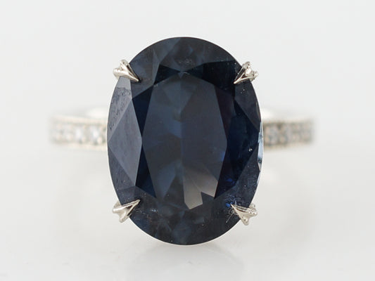Cocktail Ring Modern 7.29 Oval Cut Sapphire in 14k White Gold