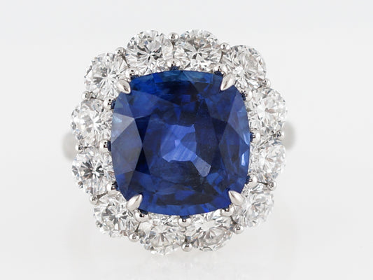 **RTV 1/10/19**Engagement Ring Modern 7.49 Cushion Cut Sapphire in Platinum