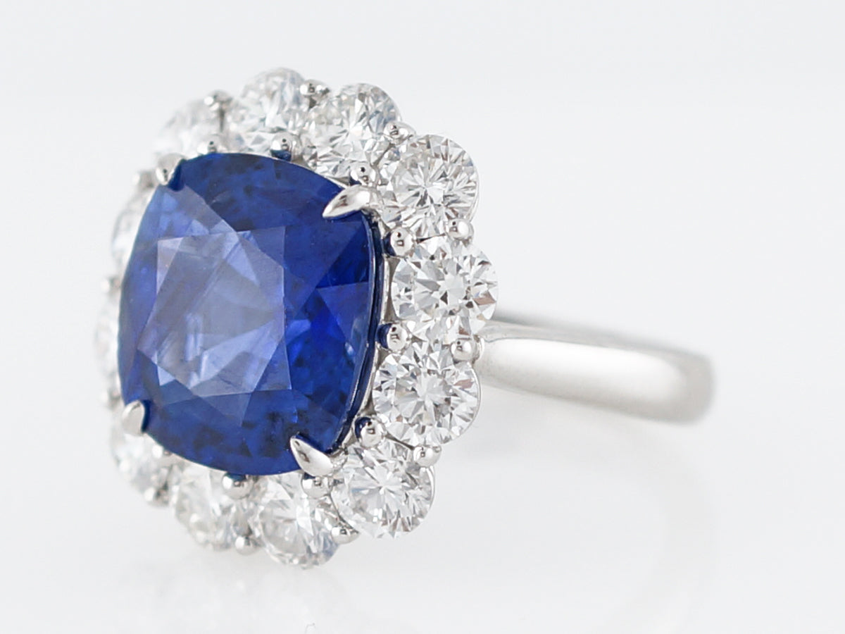 **RTV 1/10/19**Engagement Ring Modern 7.49 Cushion Cut Sapphire in Platinum