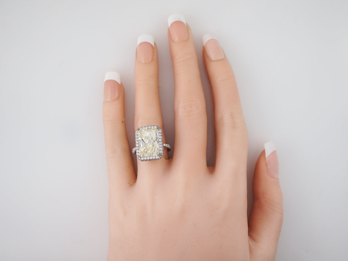 **RTV 1/10/19**Engagement Ring Modern 7.76 Radiant Cut Fancy Yellow Diamond in Platinum