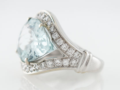 Pear Cut Aquamarine Cocktail Ring in 14k White Gold