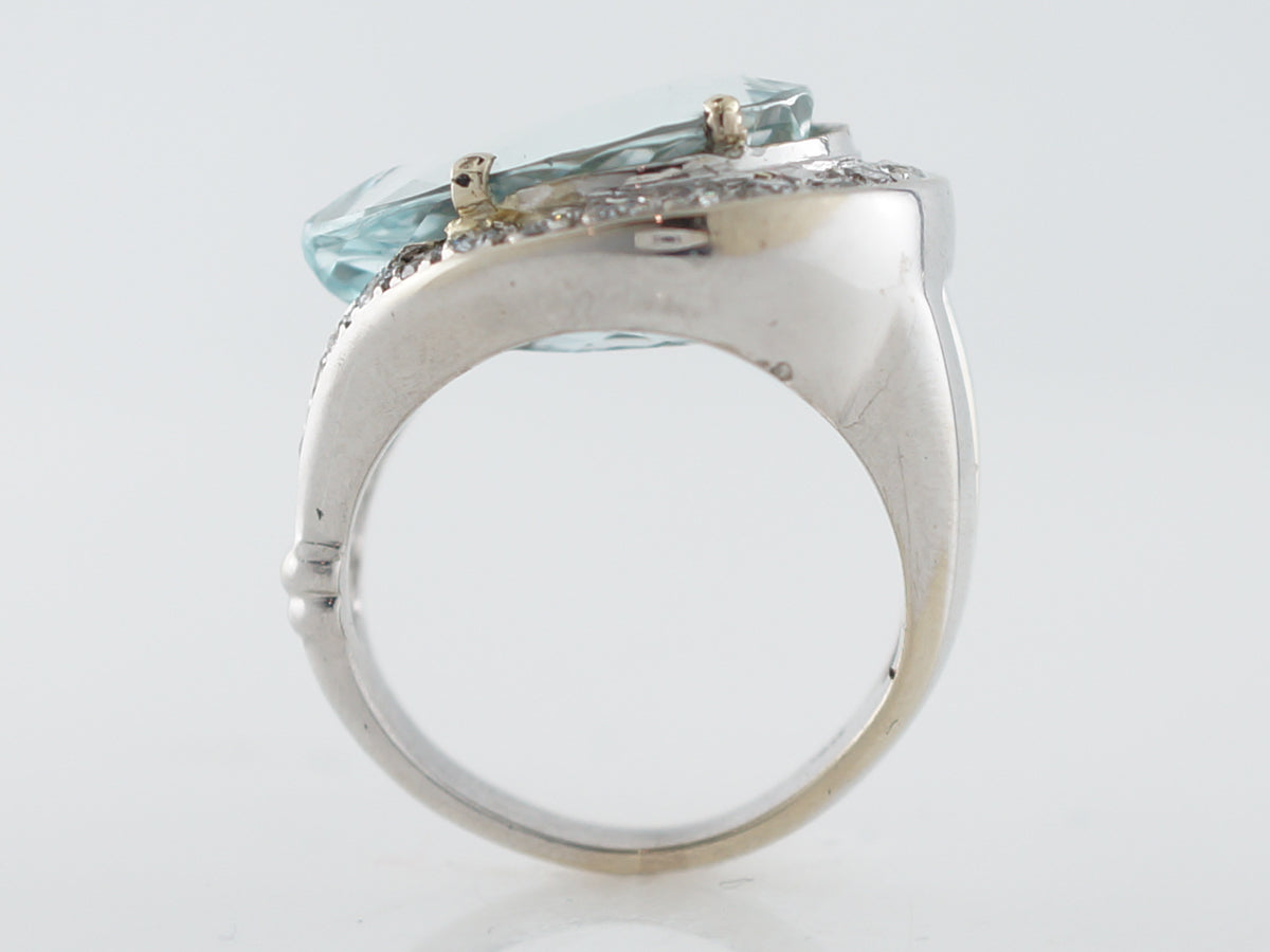 Pear Cut Aquamarine Cocktail Ring in 14k White Gold