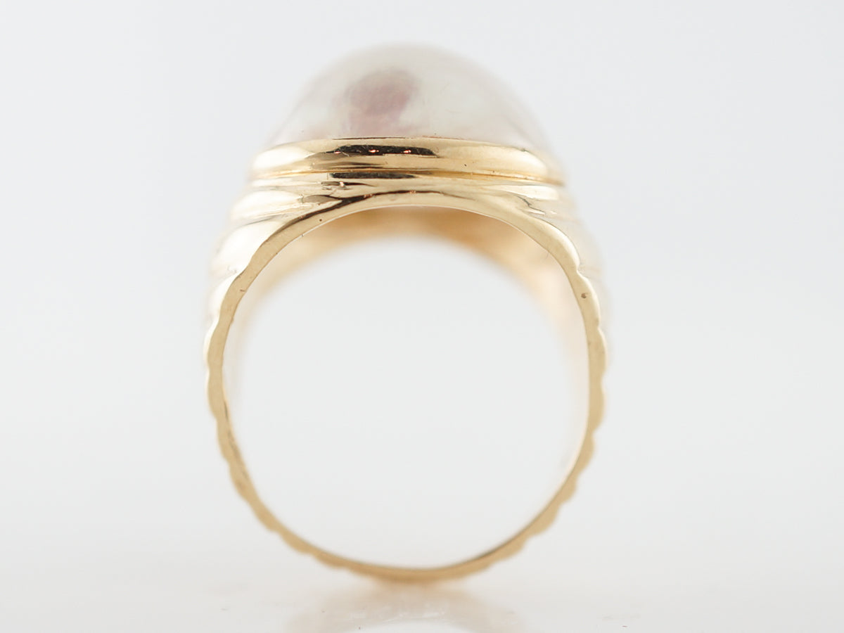 Vintage Style Pearl Cocktail Ring Yellow Gold