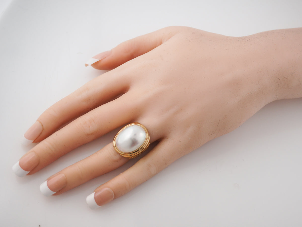 Vintage Style Pearl Cocktail Ring Yellow Gold – Filigree Jewelers
