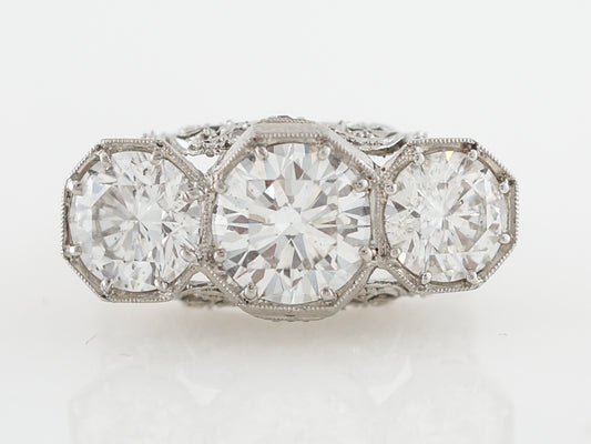 Diamond Filigree Cocktail Ring 4.5 Carats in Platinum