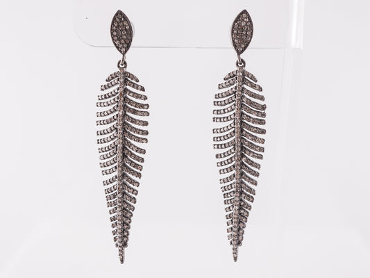 Cognac Diamond Dangle Earrings in Sterling Silver