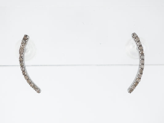 Ear Climber Earrings w/ Cognac Diamonds in Sterling Silver