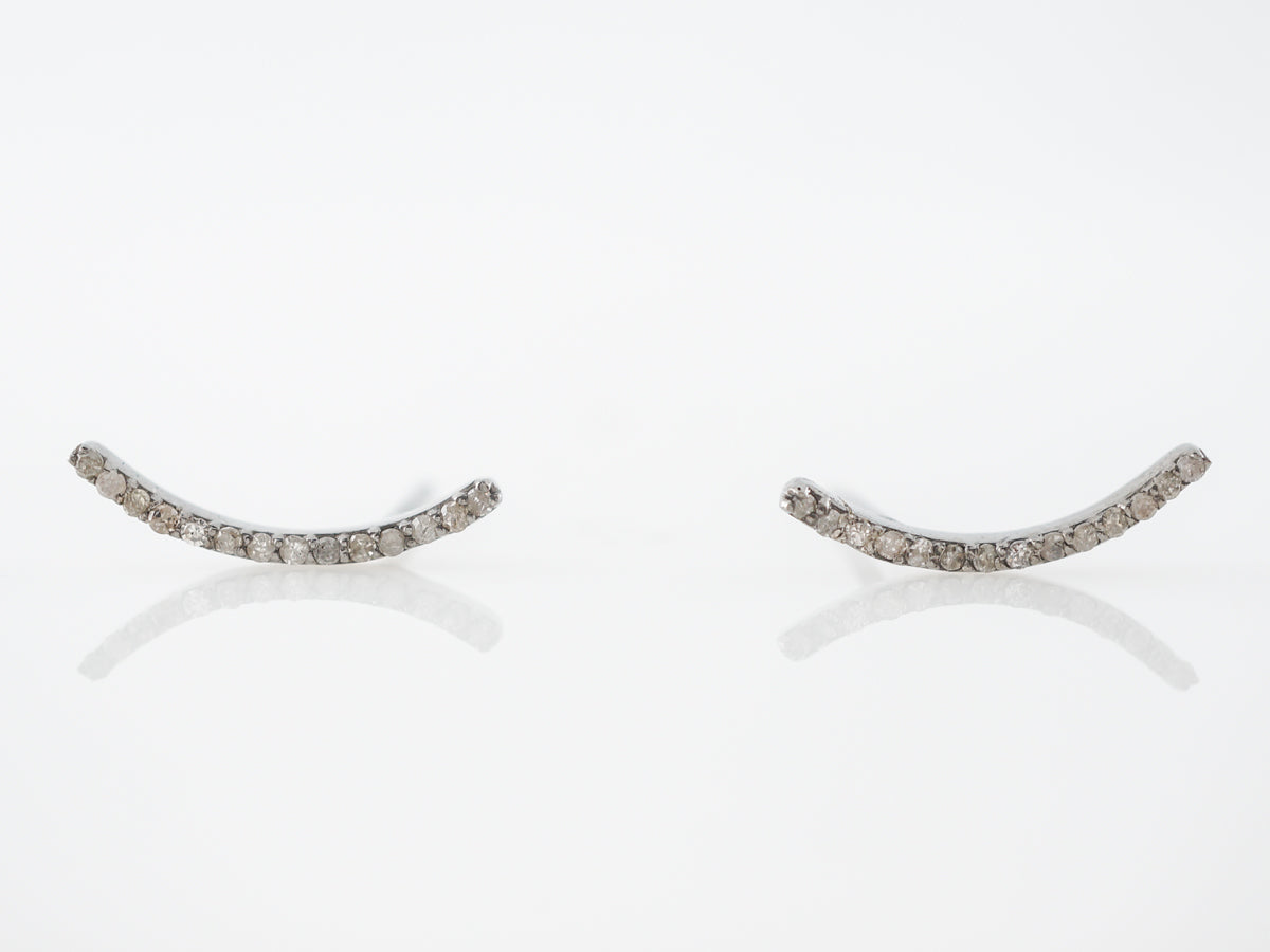 Ear Climber Earrings w/ Cognac Diamonds in Sterling Silver