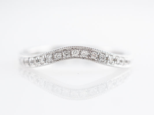 Milgrain Contour Diamond Band in 14k White Gold