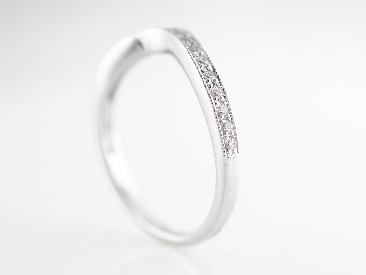 Milgrain Contour Diamond Band in 14k White Gold