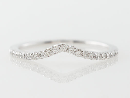 Thin Contour Wedding Band w/ Diamonds in White Gold