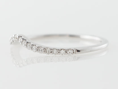 Thin Contour Wedding Band w/ Diamonds in White Gold