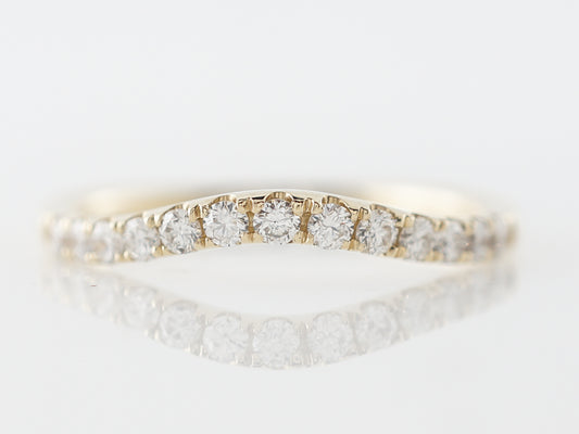 Simple Contoured Diamond Wedding Band in Yellow Gold