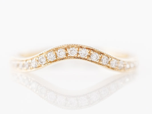 Contoured Diamond Wedding Band in 14k Yellow Gold