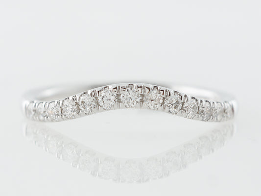 Gently Contoured Wedding Band w/ Diamonds in White Gold