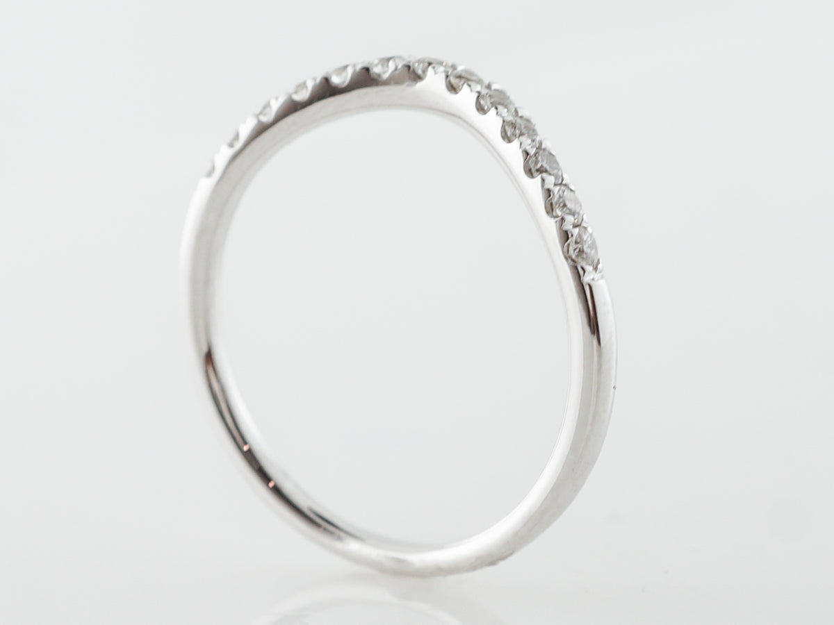 Gently Contoured Wedding Band w/ Diamonds in White Gold