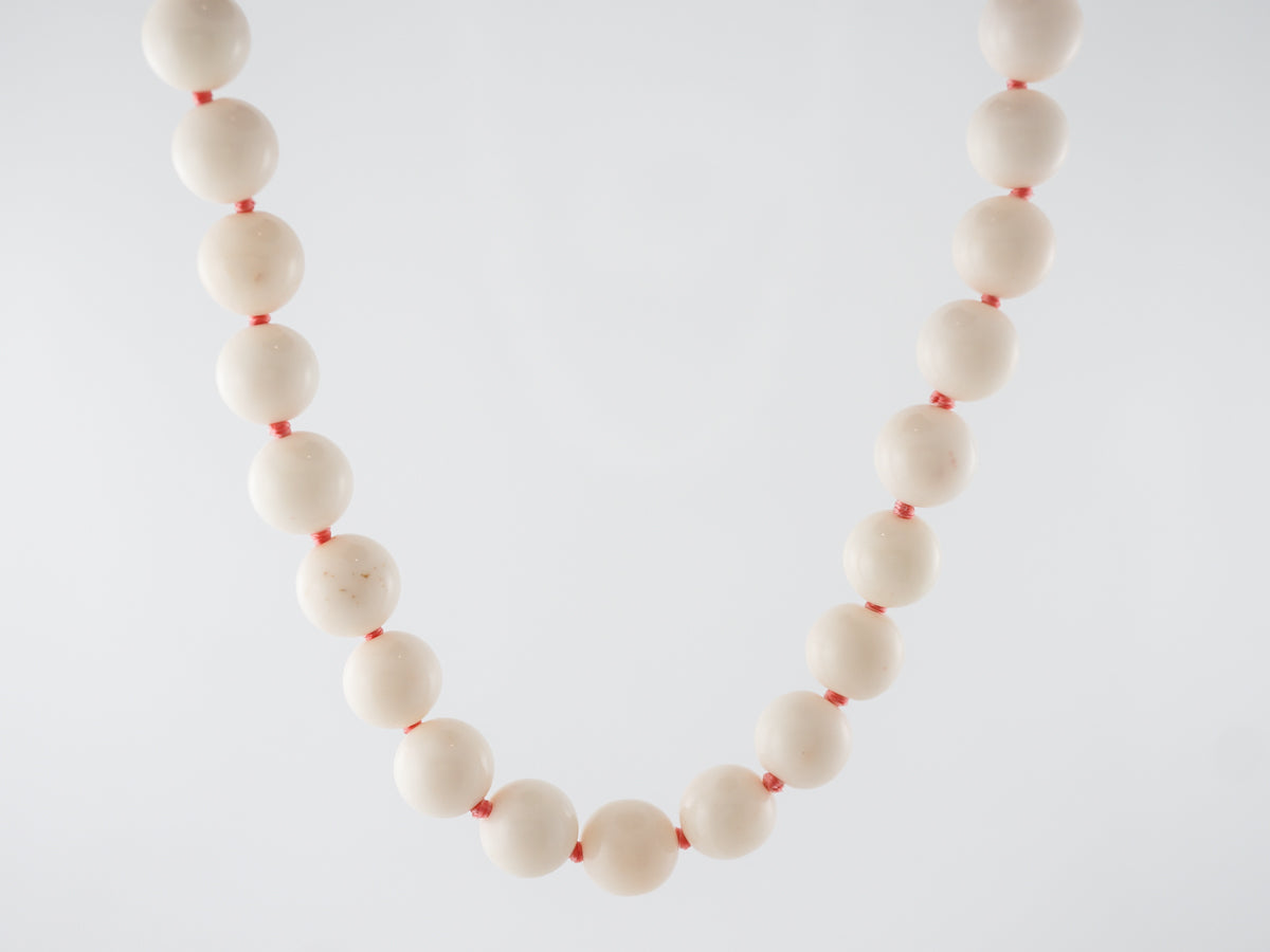 Mid-Century Coral Necklace in 14k Yellow Gold