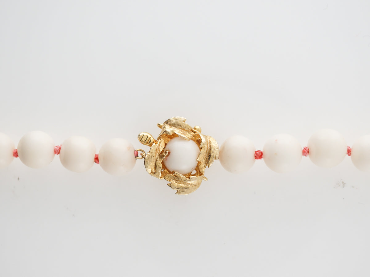 Mid-Century Coral Necklace in 14k Yellow Gold