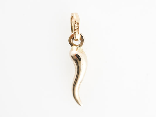 Cornicello Horn Pendant Charm in 14k Yellow Gold