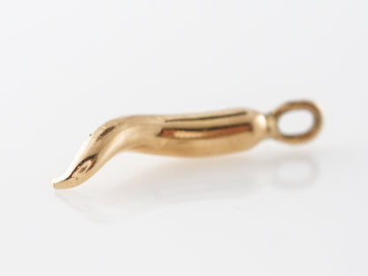 Victorian Cornicello Horn Charm in 14k Yellow Gold