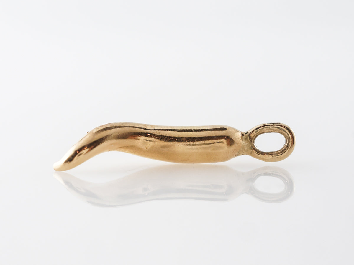 Victorian Cornicello Horn Charm in 14k Yellow Gold