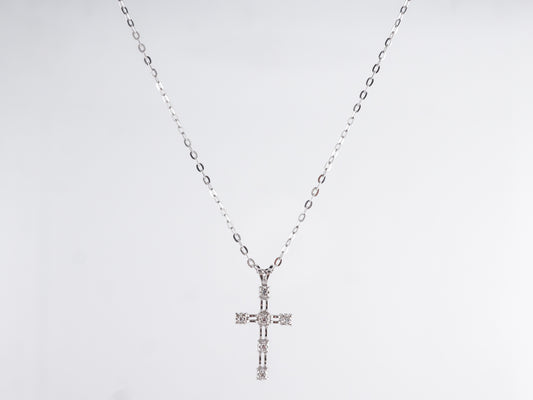 Cross Necklace w/ Single Cut Diamonds in 14K White Gold