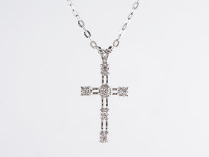 Cross Necklace w/ Single Cut Diamonds in 14K White Gold