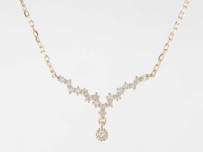 Curved Diamond Pendant Necklace in 14k Yellow Gold