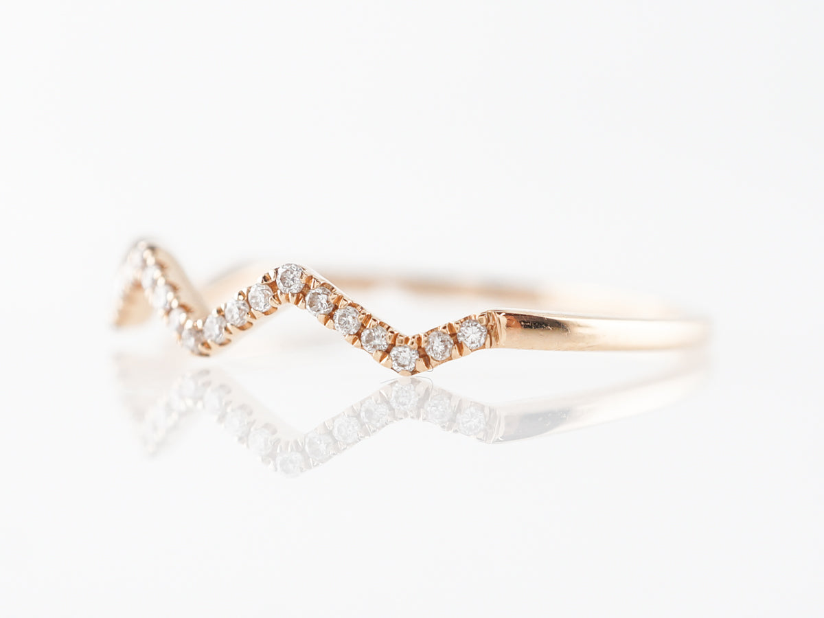 Curved Rose Gold Diamond Wedding Band in 18k
