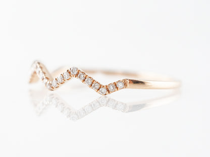 Curved Rose Gold Diamond Wedding Band in 18k