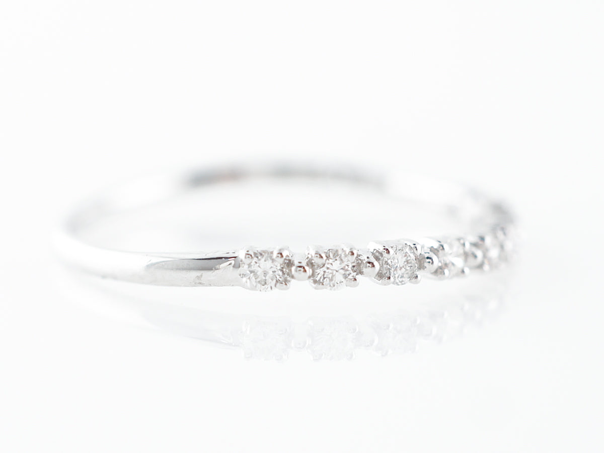 Slightly Curved Wedding Band w/ Diamonds in White Gold