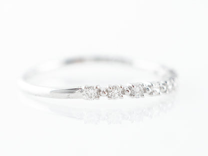 Slightly Curved Wedding Band w/ Diamonds in White Gold