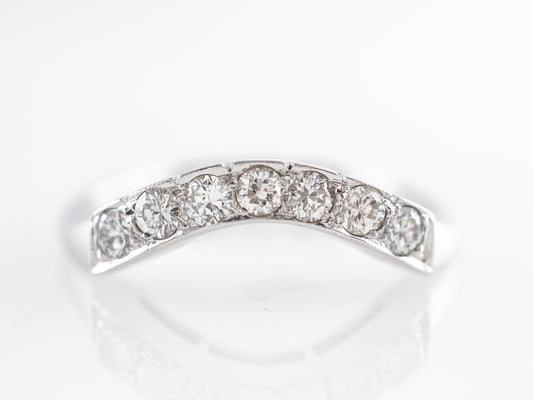 Curved Wedding Band w/ Diamonds in 14k White Gold