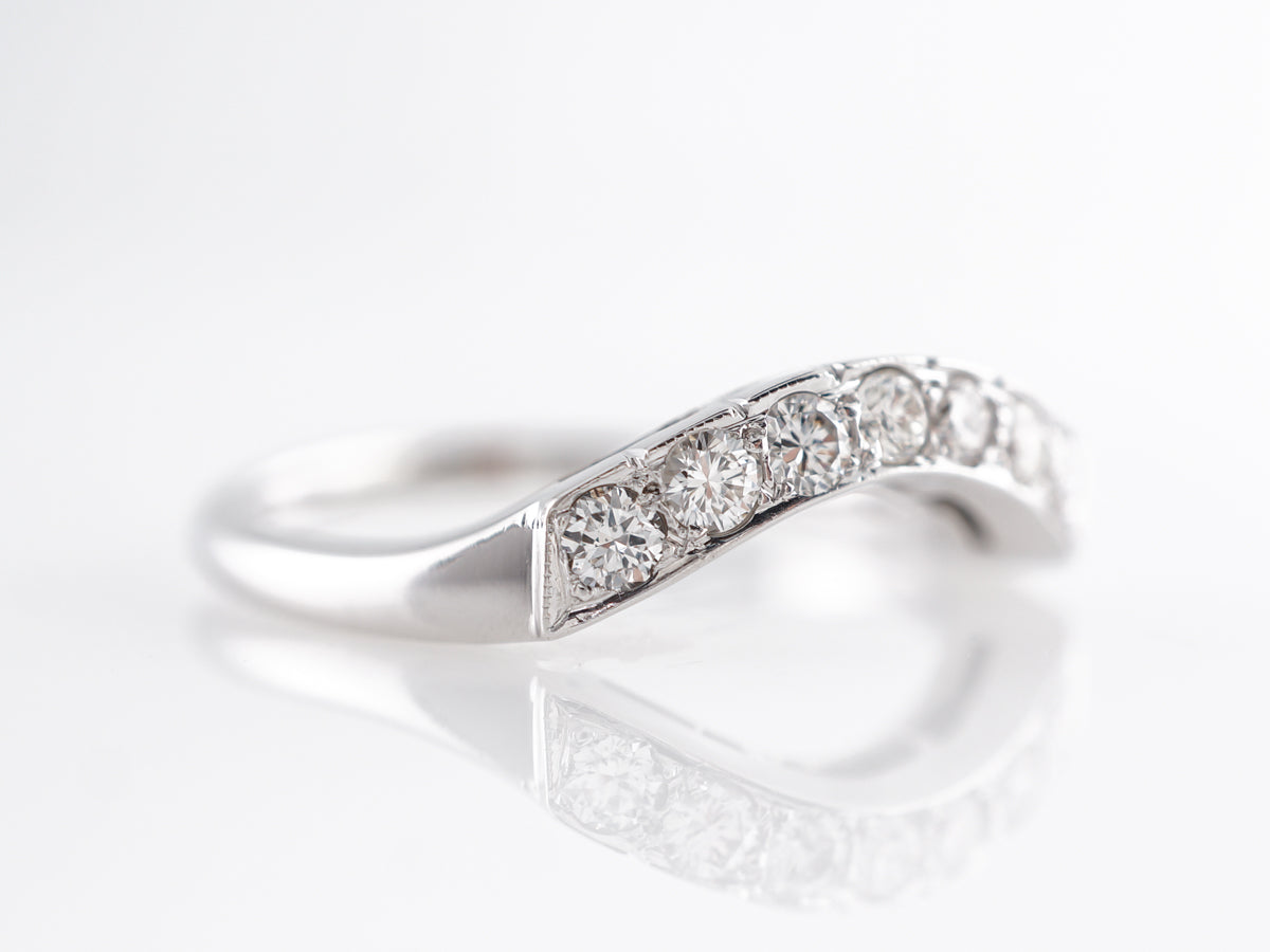 Curved Wedding Band w/ Diamonds in 14k White Gold