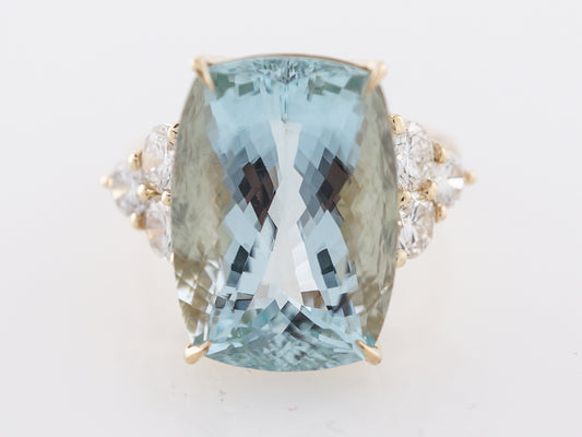 Aquamarine & Diamond Cocktail Ring in Yellow Gold
