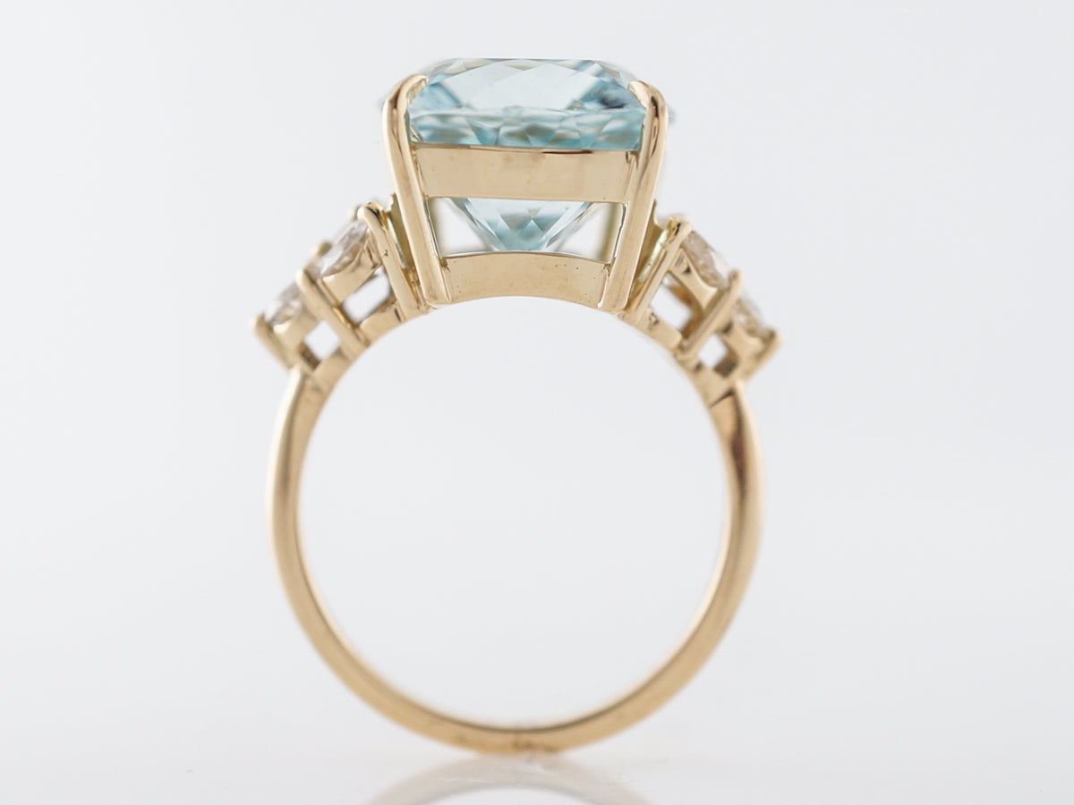 Aquamarine & Diamond Cocktail Ring in Yellow Gold
